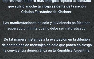 COMUNICADO ANTE EL ATENTADO CONTRA CRISTINA FERNÁNDEZ DE KIRCHNER.