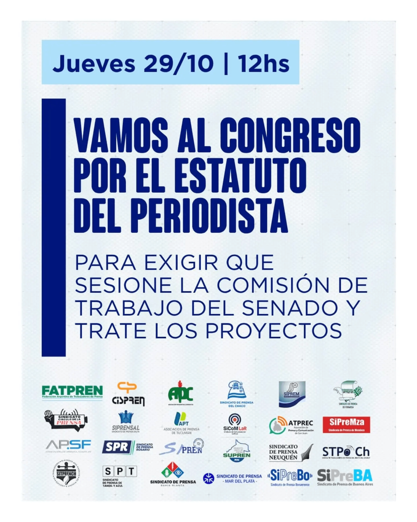 📣📣📣¡Que la Comisión de Trabajo del Senado se reúna! ¡Ni un día sin EstatutoDelPeriodista!🗓